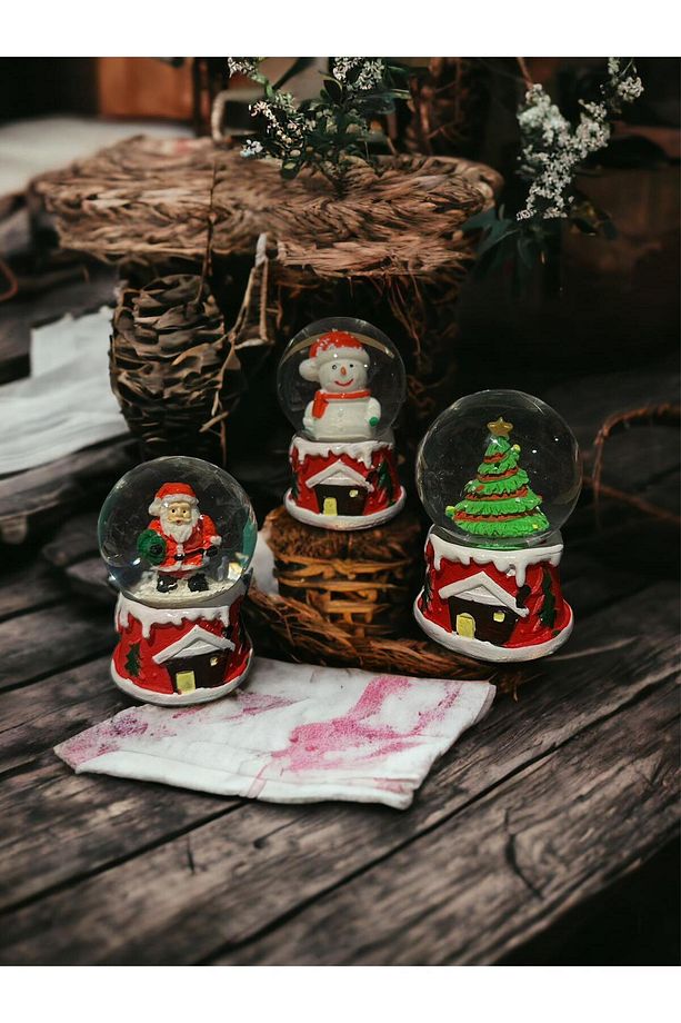 1 Adet Noel Baba, Kardan Adam, Çam Ağacı Yılbaşı Temalı Işıklı Kar Küresi Minik Boy Melek Kolye - 7