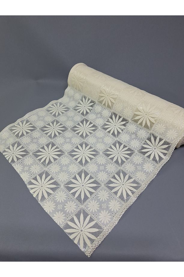 PVC KÜPÜR DANTEL RAF VE DOLAP ÖRTÜSÜ RUNNER  (KREM) - 2