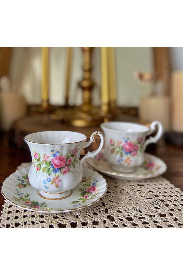 Royal Albert Antika Porselen Moss Rose Çay Fincan ve Tabağı / Double Kahve 200 ml - 5