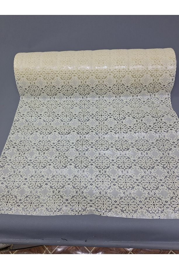 PVC KÜPÜR DANTEL RAF VE DOLAP ÖRTÜSÜ RUNNER  (KREM) - 1