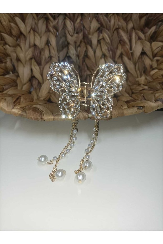 Women's New Season Crystal Stone Large Size Metal Peg Butterfly Pendent Buckle