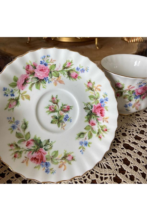 Royal Albert Antika Porselen Moss Rose Çay Fincan ve Tabağı / Double Kahve 200 ml - 2