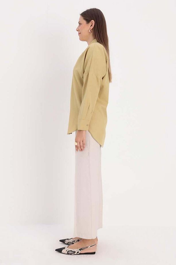 Olive-Oversize Basic Gömlek - 3