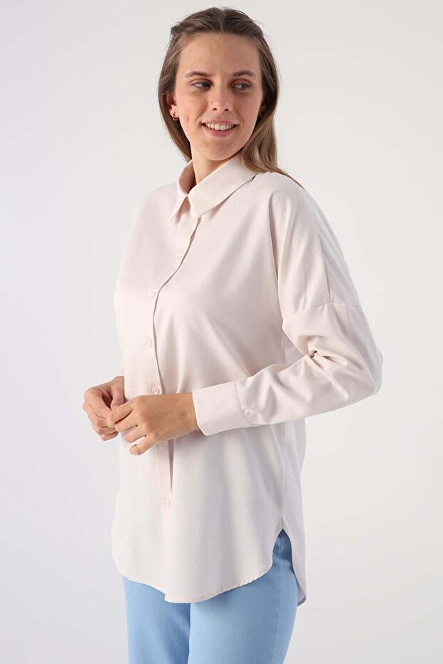 Light Pink-Oversize Basic Shirt - 3