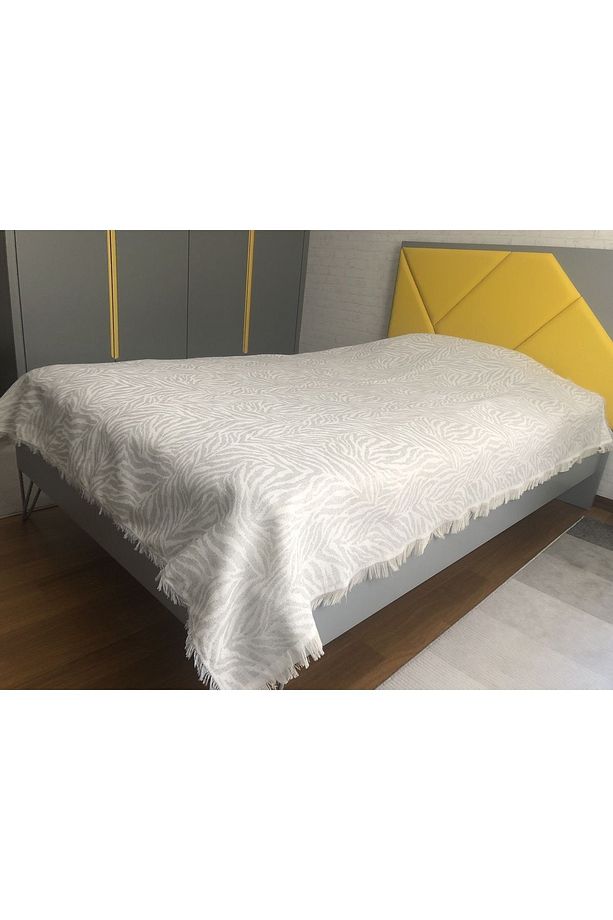 Gri Zebra Desenli Tek Kişilik Çok Amaçlı Pike - Yatak Örtüsü 160x210 Cm - 5