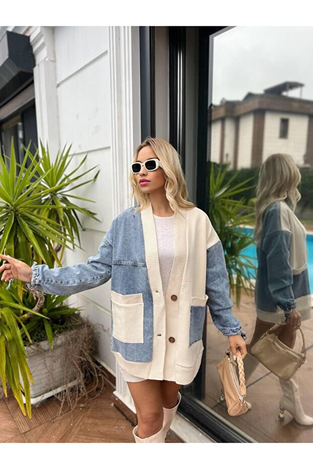 Buttoned Denim Jacket with Pockets - 6