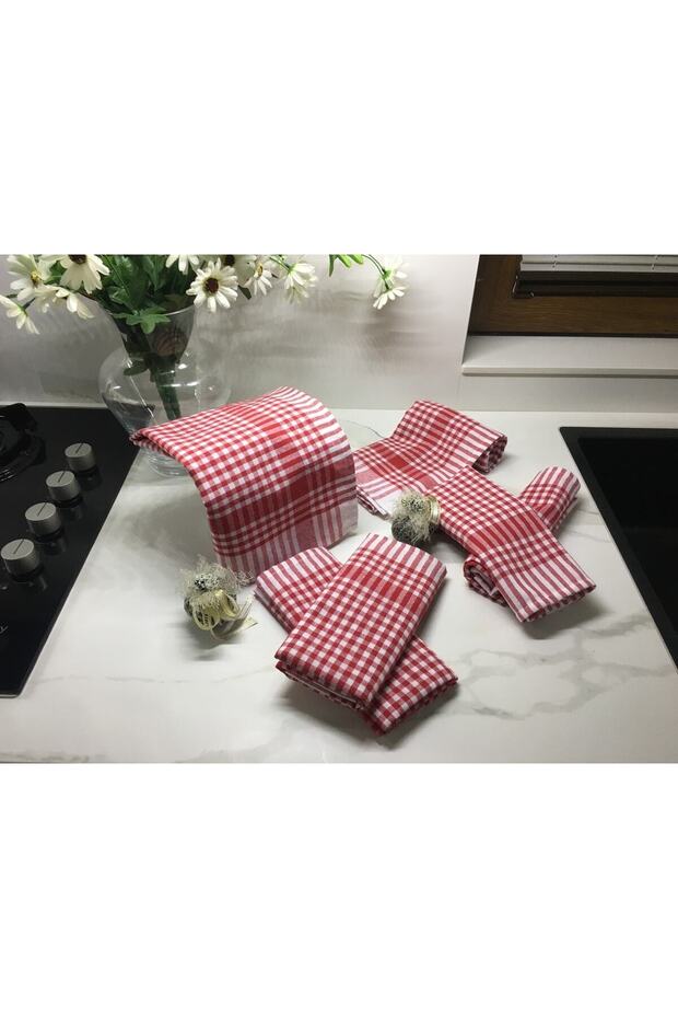 4-Piece Red Kitchen Drying Cloth German Napkin