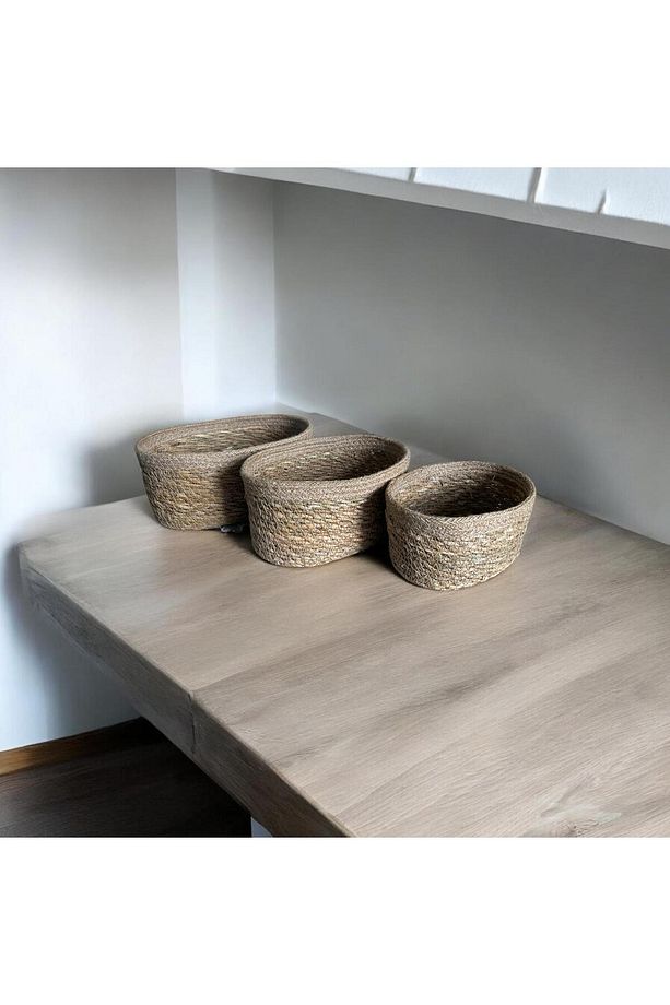 EKMEK SEPETİ HASIR EKRU OVAL ÜÇ'LÜ SET - 1
