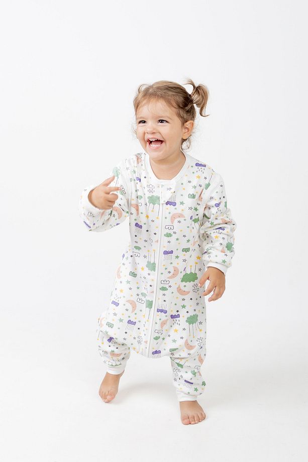 Sare Baby Bebek Uyku Tulumu %100 Doğal Pamuk Çift Kat Özel Kumaş Unisex 1.0 Tog - 4