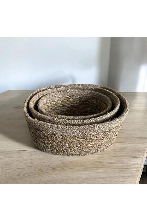 EKMEK SEPETİ HASIR EKRU OVAL ÜÇ'LÜ SET - 2