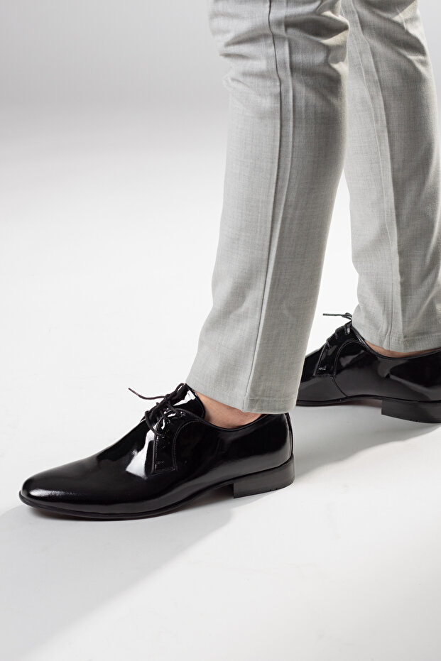 Osk1002-1-Men's 100% Genuine Leather Classic Patent Leather Shoes