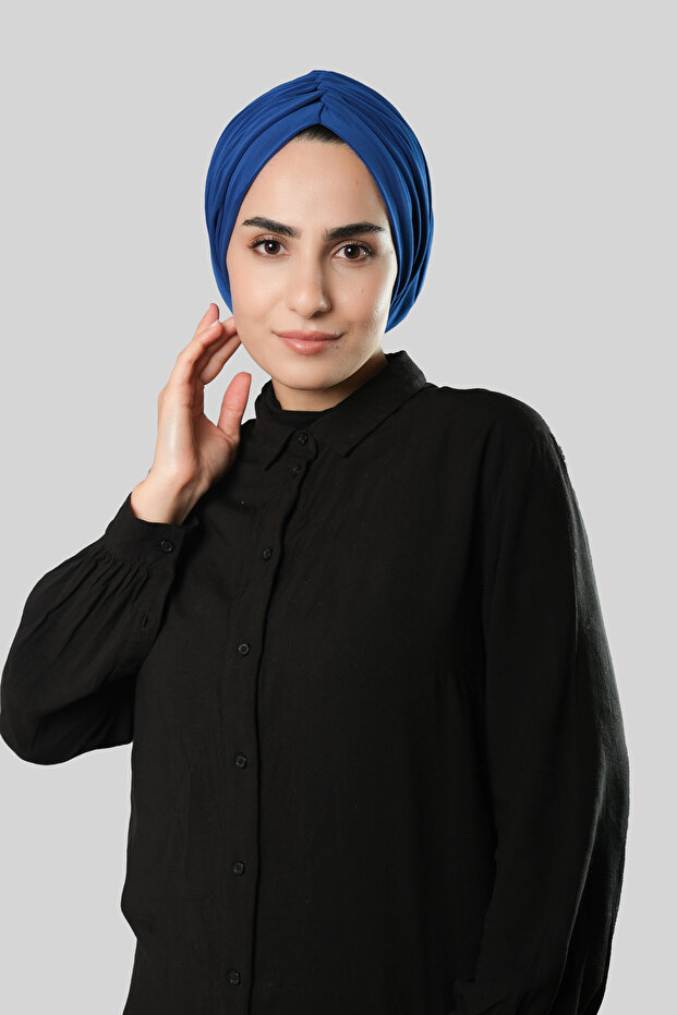 Cobalt Blue Draped Casual Hijab Bonnet Sandy Drawstring 2315_24