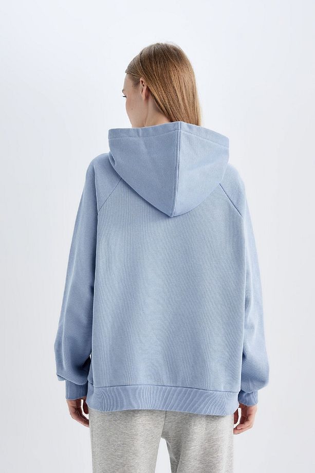 Oversize Geniş Kalıp Kapüşonlu Kanguru Cepli Kalın Basic Düz Sweatshirt C7805ax24wn - 6