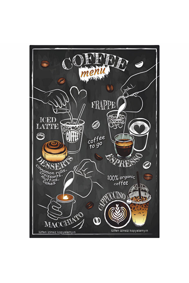 Coffee Menu Cafe Restaurant Home Kitchen Decoration Painting Retro Wood Poster