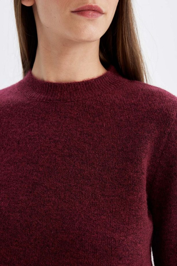 Regular Fit Bisiklet Yaka Premium Basic Düz Crop Triko Kazak C9047ax24wn - 5