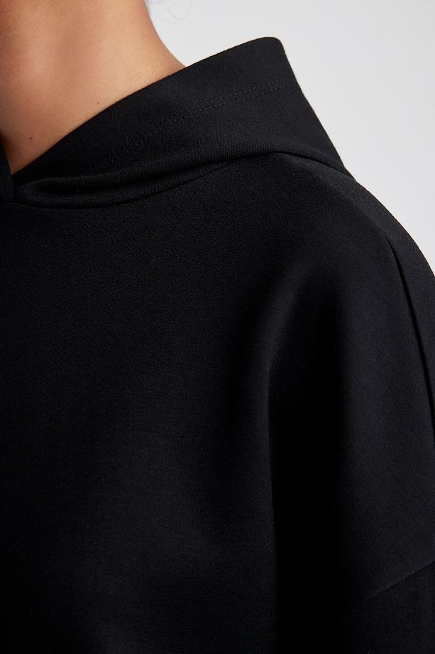 Fit Oversize Geniş Kalıp Kapüşonlu Sporcu Basic Düz Sweatshirt Z6693az23au - 5