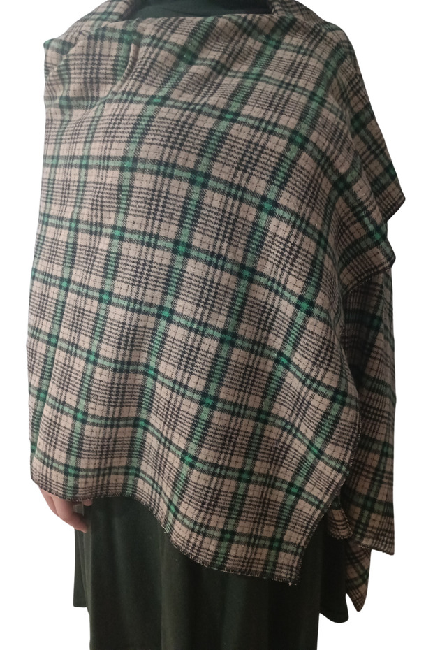 Plaid Lumberjack Shirt Fabric Shoulder Shawl Winter Shawl Neck Shawl Checked Scarf