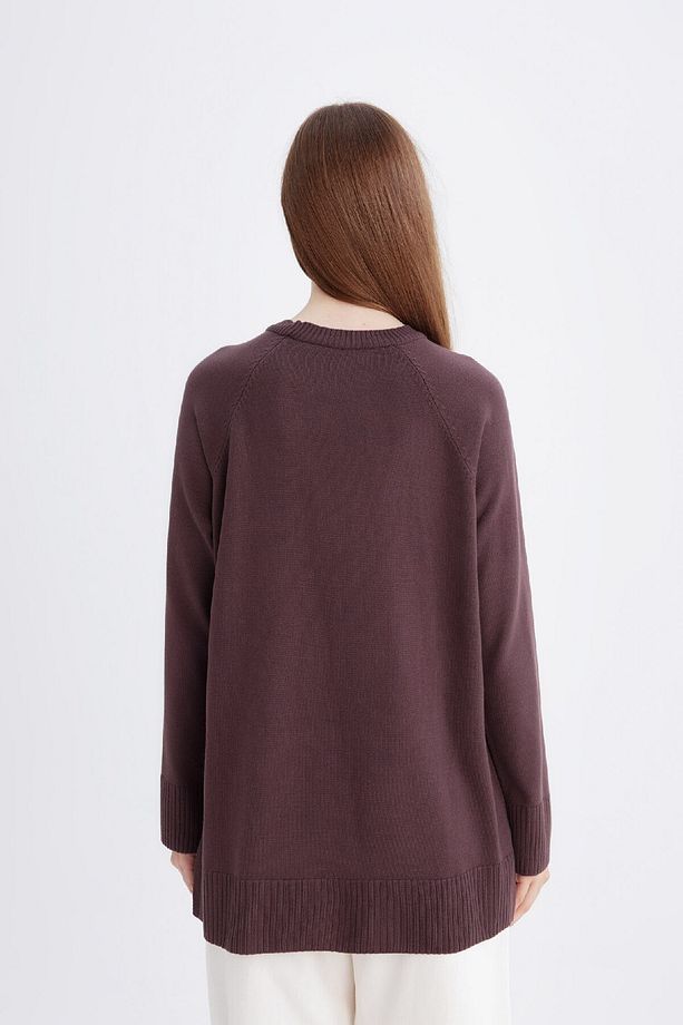 Regular Fit Bisiklet Yaka Basic Düz Triko Kazak Tunik C4474AX24AU - 6