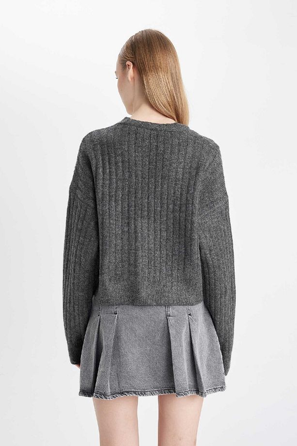 Regular Fit V Yaka Basic Düz Düğmeli Triko Hırka R1389az24wn - 6
