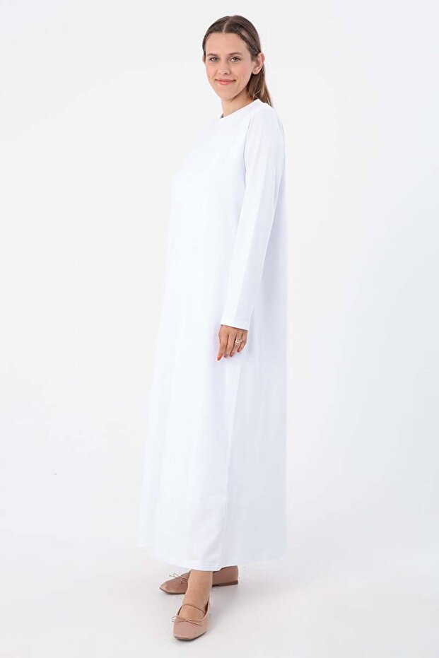 Rochie albă cu mânecă lungă - 3