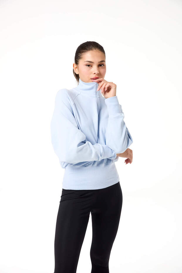 Yarım Fermuarlı Softtouch Oversize Sweatshirt - 3