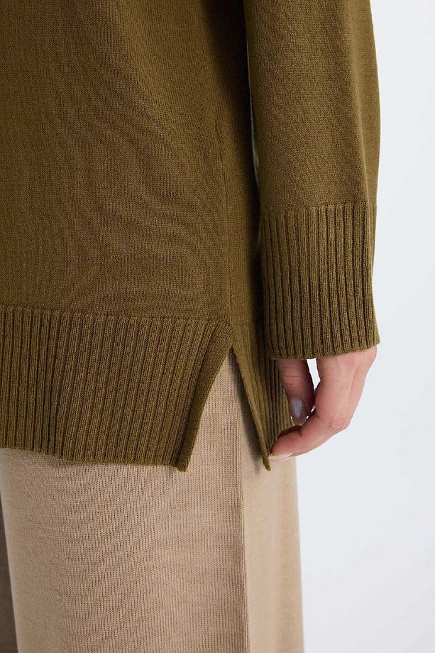 Regular Fit Bisiklet Yaka Basic Düz Triko Kazak Tunik C4474AX24AU - 7