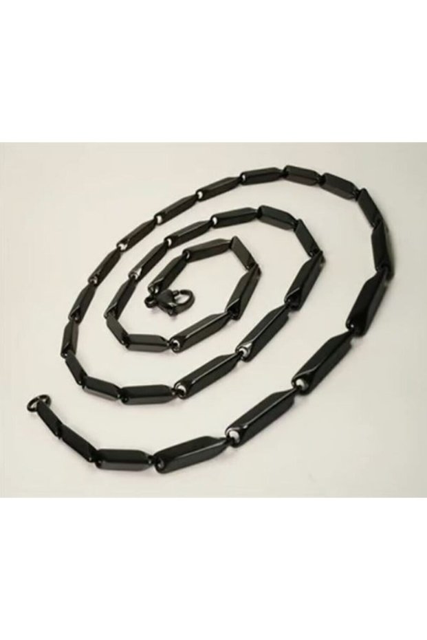 Men's Steel Necklace - Black Metal Fine Polite Model Steel Necklace