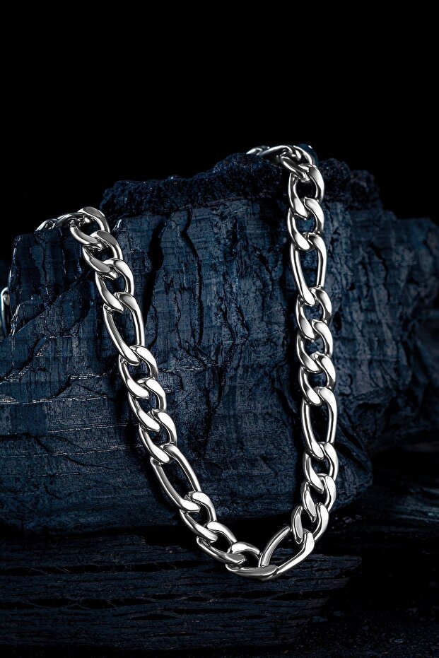 Men's Steel Necklace - 7.5 mm Figaro Chain Model Men Necklace