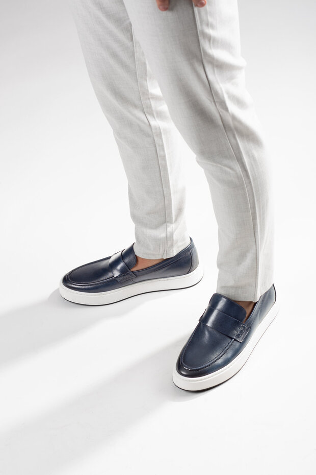 Ksk1003-1 Men's 100% Genuine Leather Laceless Casual Daily Shoes Orthopedic Comfortable Flexible Sole Stylish Men's Loafer