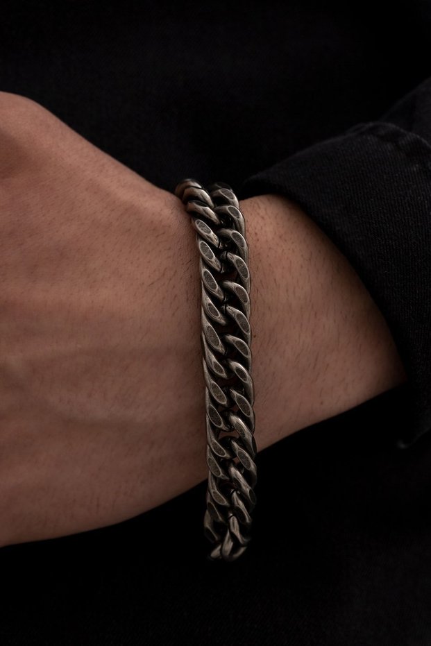 Men's Steel Bracelet - Thick Steel Oxide Gourmet Men's Bracelet