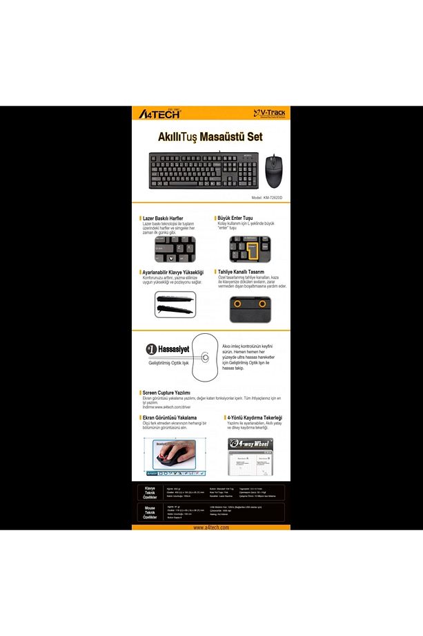 A4-tech Km-72620d Usb Standart Türkçe Q Klavye/mouse Set - 2