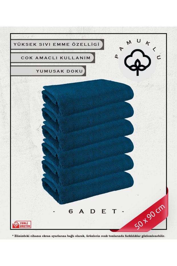 6-Piece Blue Cotton Towel Set for Face and Fitness Blue - 6 Pieces Special for Sensitive Skin