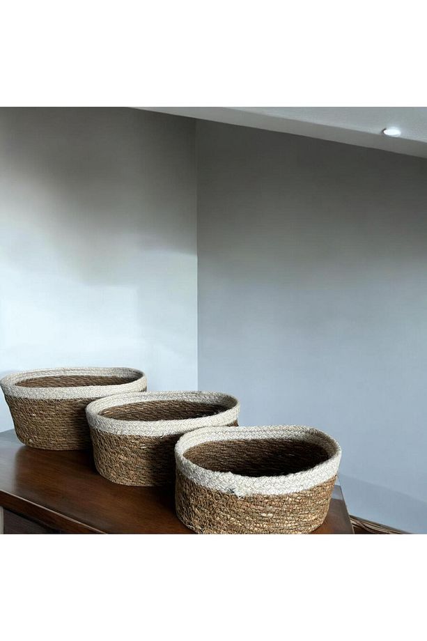 EKMEK SEPETİ HASIR EKRU OVAL ÜÇ'LÜ SET - 4