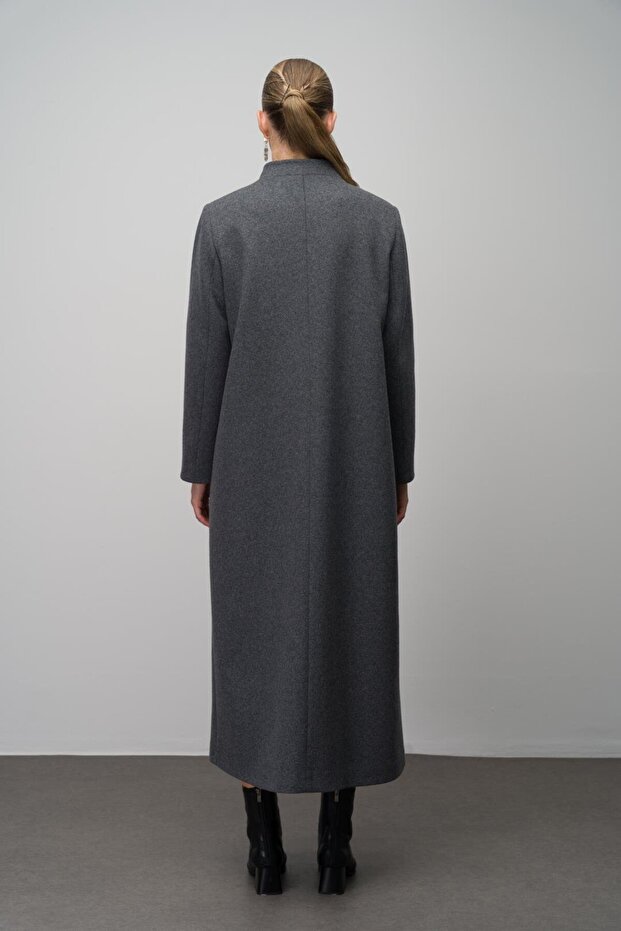 Nagy méretű gyapjúkeverékes gallér fedőlakk - ANTRACIT gravírozott részletekkel 6632 - 5