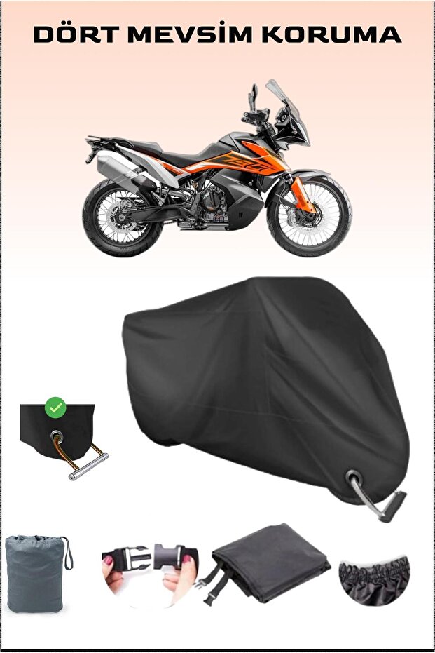 Black Lock Compatible Motorcycle Tarpaulin for Ktm 790 Adventure, Safe, Waterproof