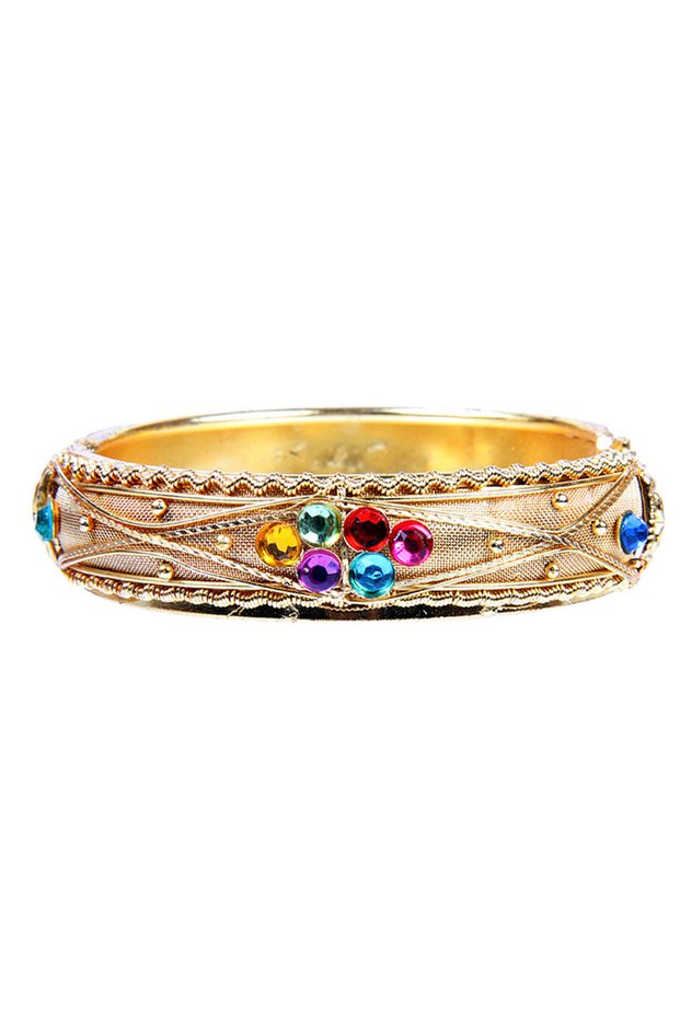 Colorful Stone Metal Handcuffs Model Women's Bracelet