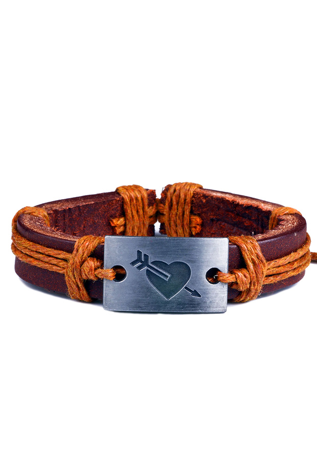 Arrow in Heart Leather Unisex Bracelet