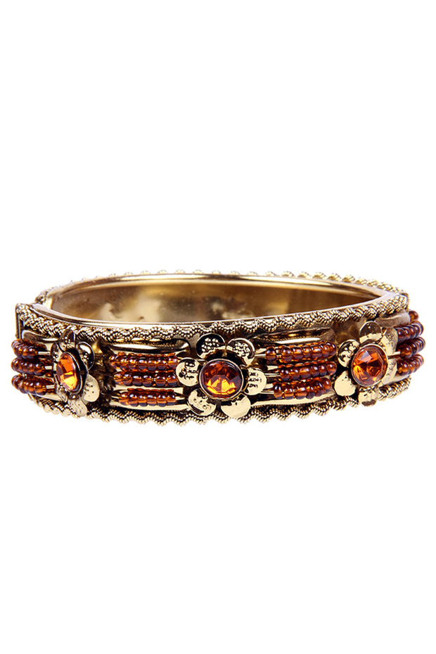 Orange Beaded Metal Handcuffs Model Women's Bracelet