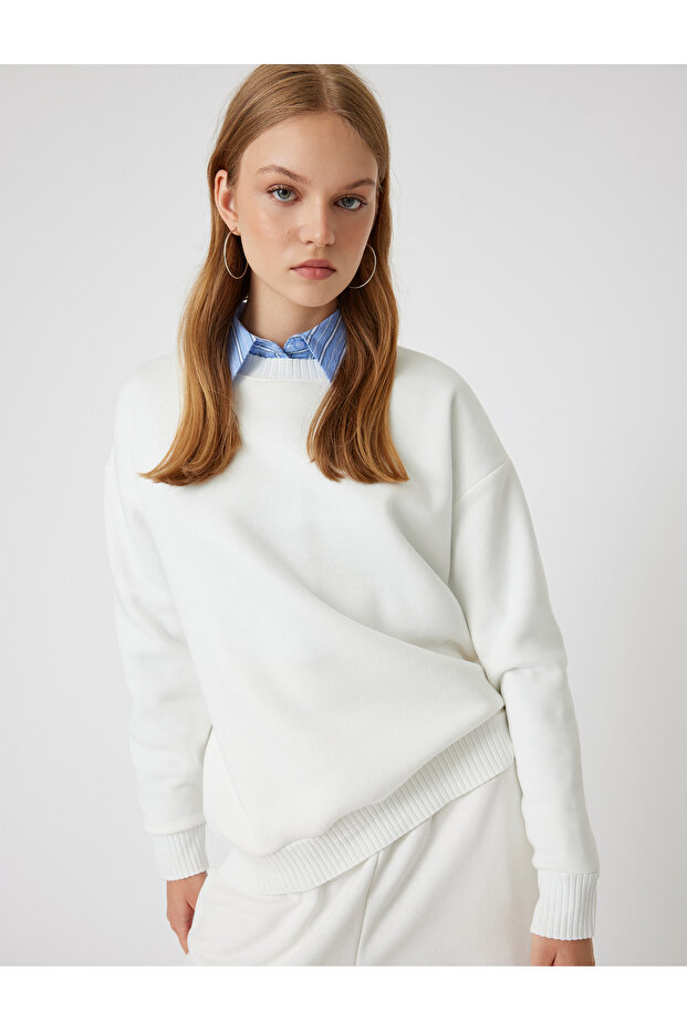 Basic Oversize Sweatshirt Long Sleeve Crew Neck - 2