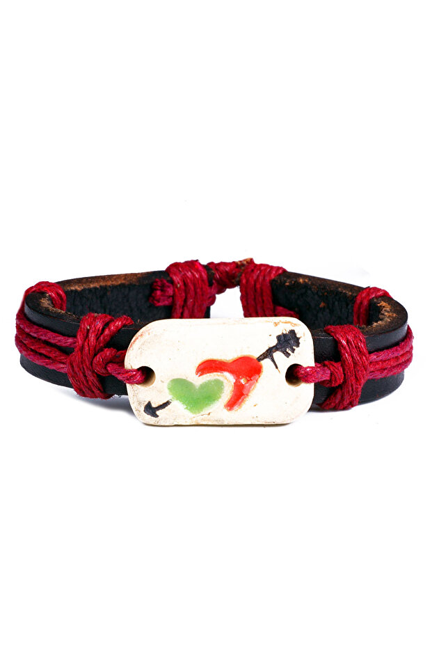Pure Love Heart and Arrow Leather Unisex Bracelet
