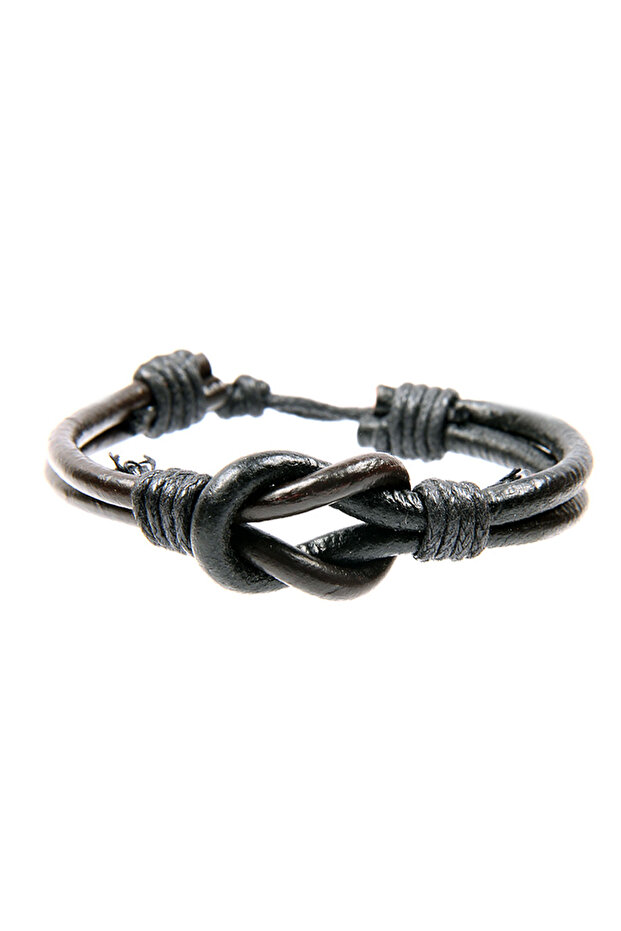 Sailor's Knot Model Leather Unisex Black Bracelet