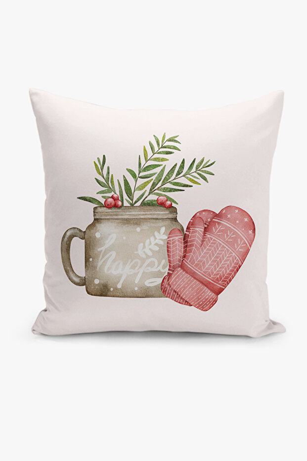 New Year Christmas Pattern Double Sided Digital Printed Throw Pillow Cover