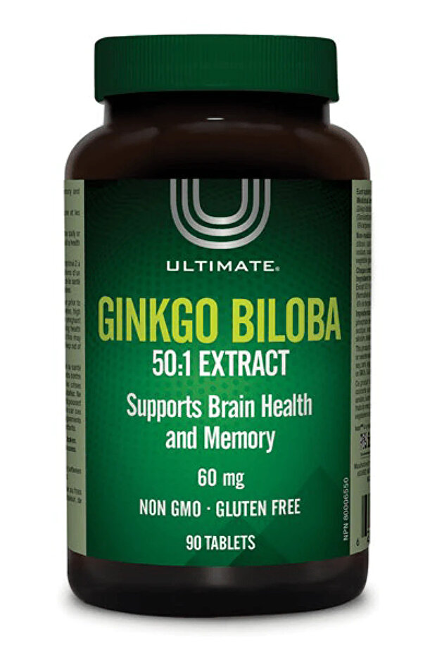 Ginkgo Biloba Supports Brain Health and Memory, 60mg, 90 Tablets