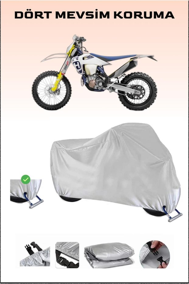 Motorcycle Cover with Lock Compatible for Husqvarna FE 450, Secure, Waterproof , Durable Fabric.