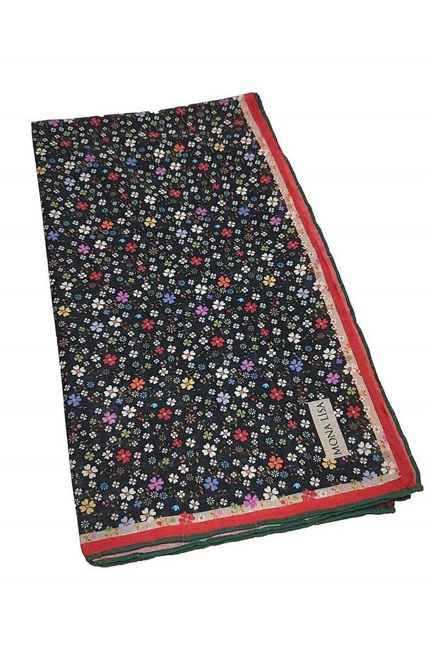 Çiçek Desenli Soft Eşarp Siyah - 3
