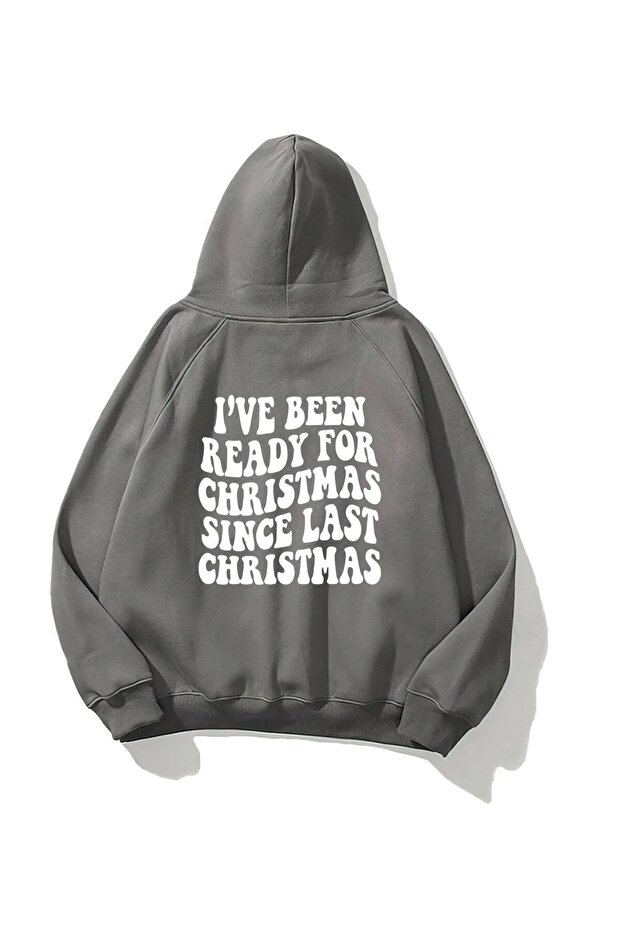 Unisex Oversize Sweatshirt Hoodie Christmas Printed Smoked – Hooded, Kangaroo Pocket, 3 Threads