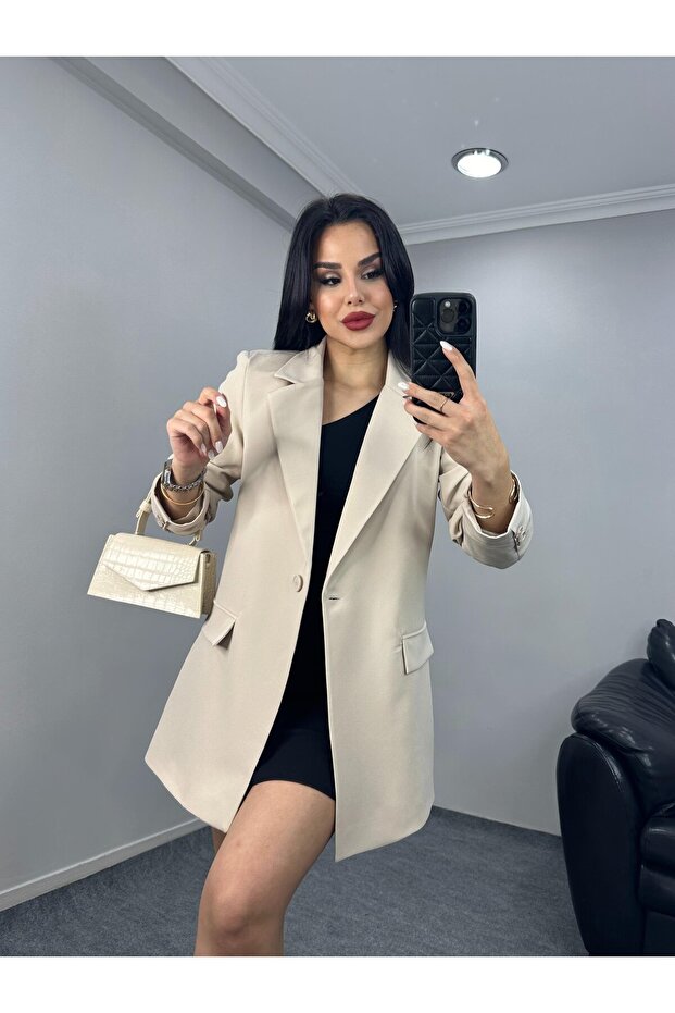 Modern Duruş Tek Düğmeli Blazer - 4