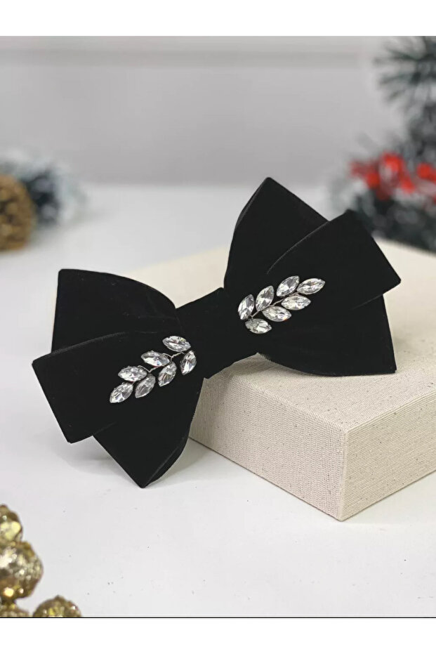 Velvet Zircon Stone Bow French Buckle