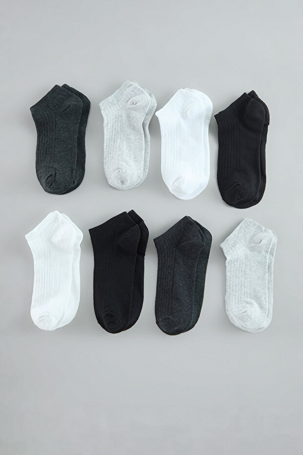 Çok Renkli Unisex 8'li Pamuklu Patik Erkek Çorap TEDAW25CO00005 - 3