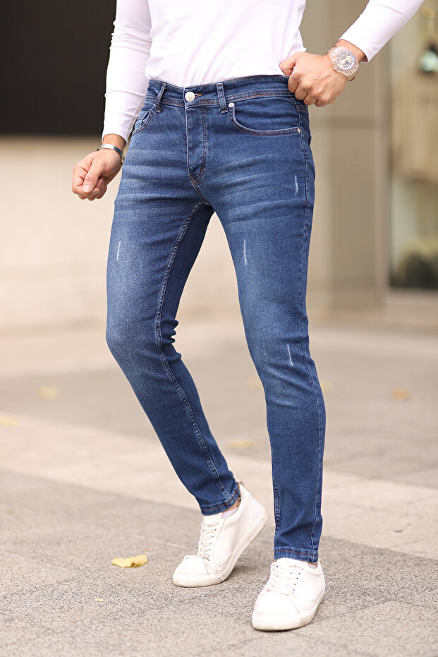 Lacivert Skinny Tırnaklı Jeans Kot Pantolon TMNAW25JE00013 - 2